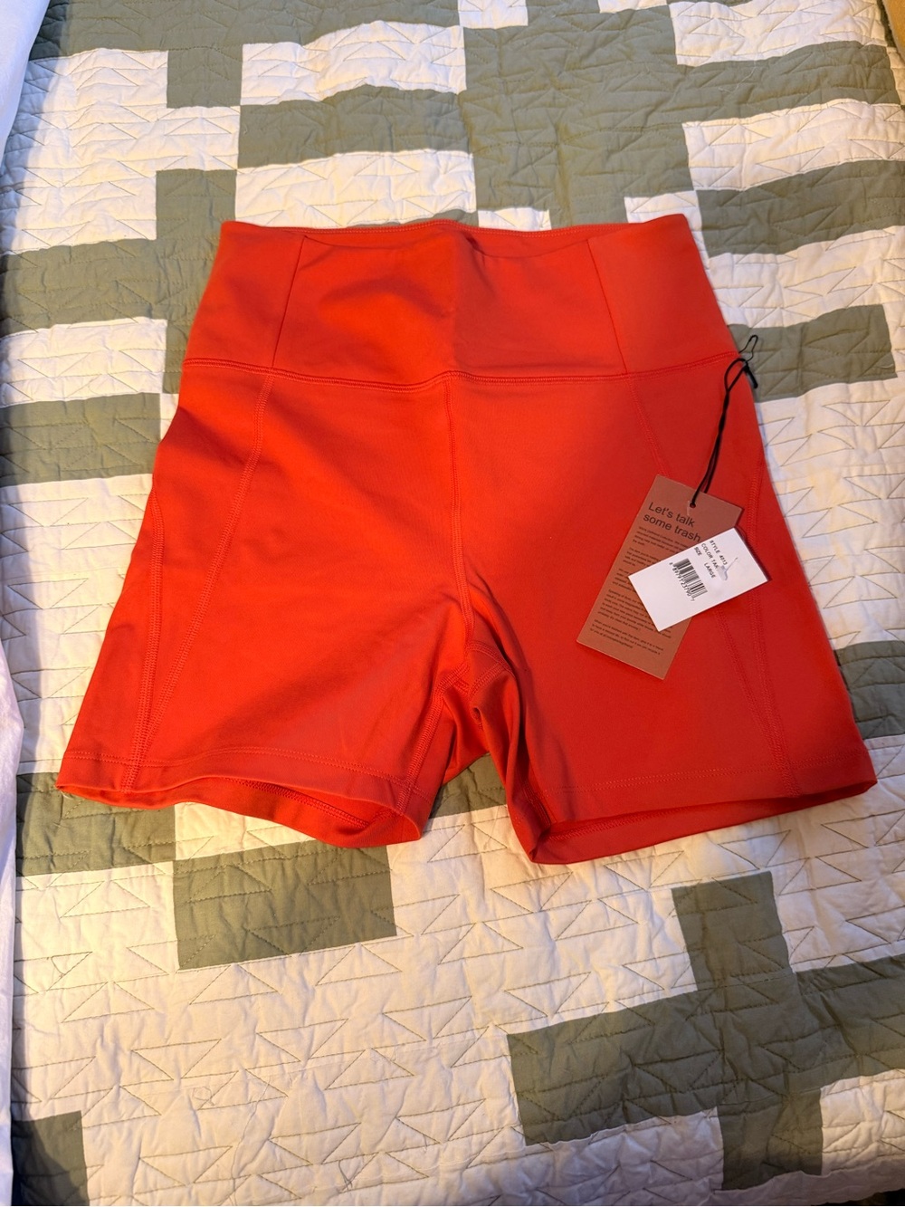 Girlfriend Collective High-Waist Orange Women’s Active Shorts